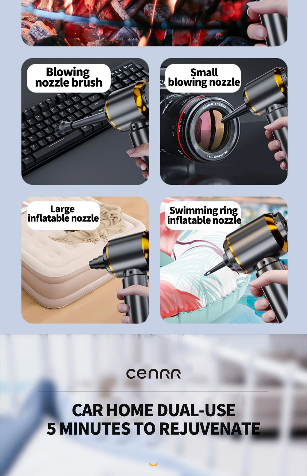 CENRR™ 998000PA Premium Car Vacuum Cleaner – Powerful, Cordless & Multi-Functional Cleaning