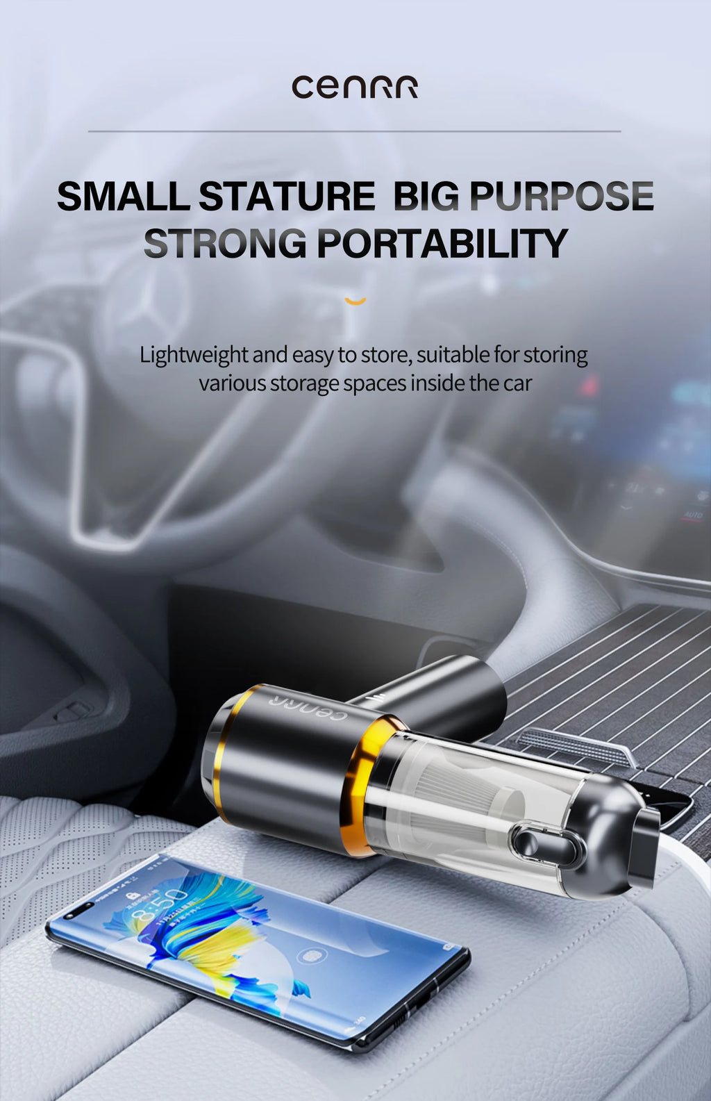 CENRR™ 998000PA Premium Car Vacuum Cleaner – Powerful, Cordless & Multi-Functional Cleaning