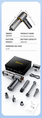 CENRR™ 998000PA Premium Car Vacuum Cleaner – Powerful, Cordless & Multi-Functional Cleaning