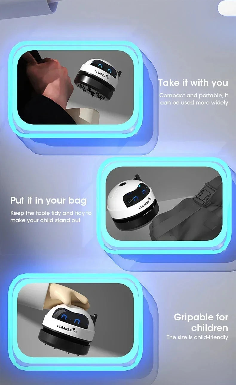 Mini Desktop Robot Vacuum Cleaner – USB Rechargeable Desk & Keyboard Cleaner