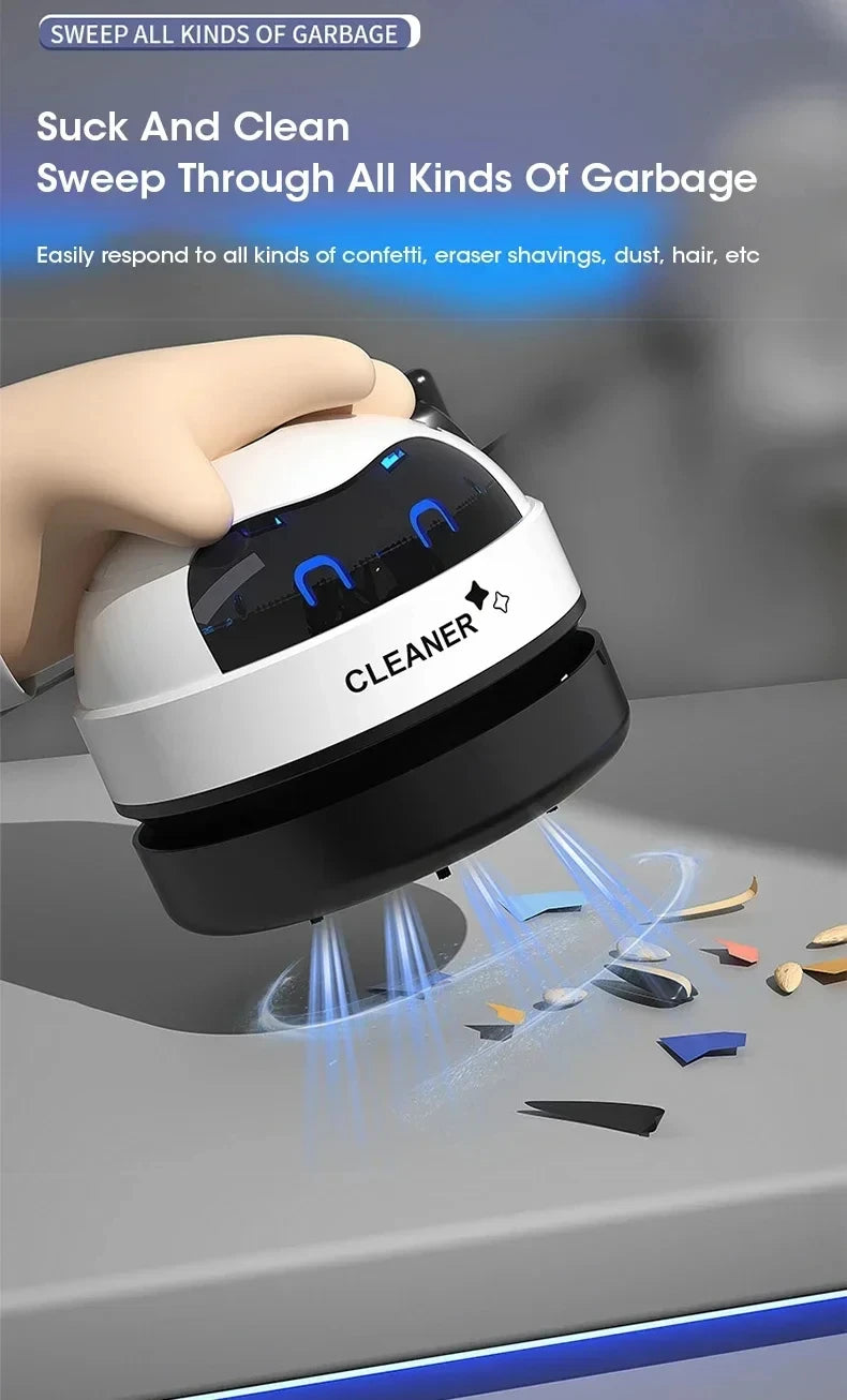Mini Desktop Robot Vacuum Cleaner – USB Rechargeable Desk & Keyboard Cleaner