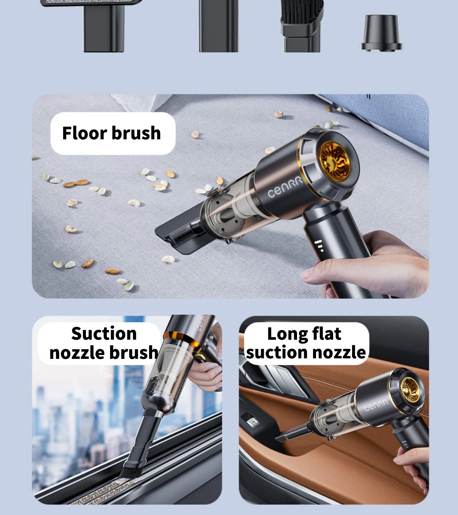 CENRR™ 998000PA Premium Car Vacuum Cleaner – Powerful, Cordless & Multi-Functional Cleaning